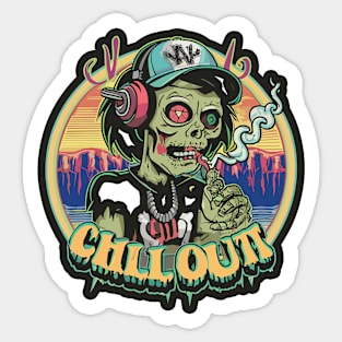 Hip Hop Zombie Chill Out Artwork Sticker